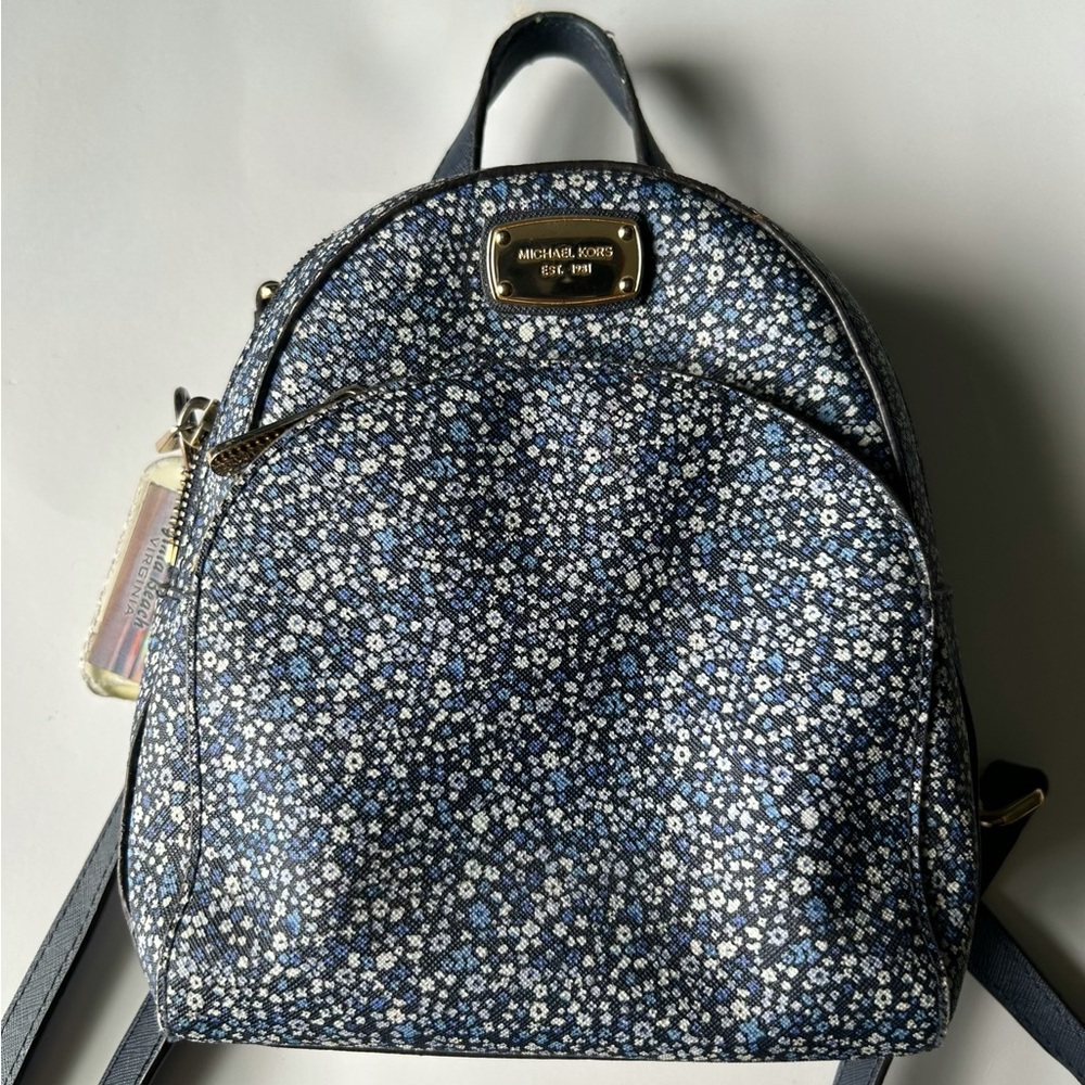 Michael Kors Blue and White Backpack with Adjustable Straps